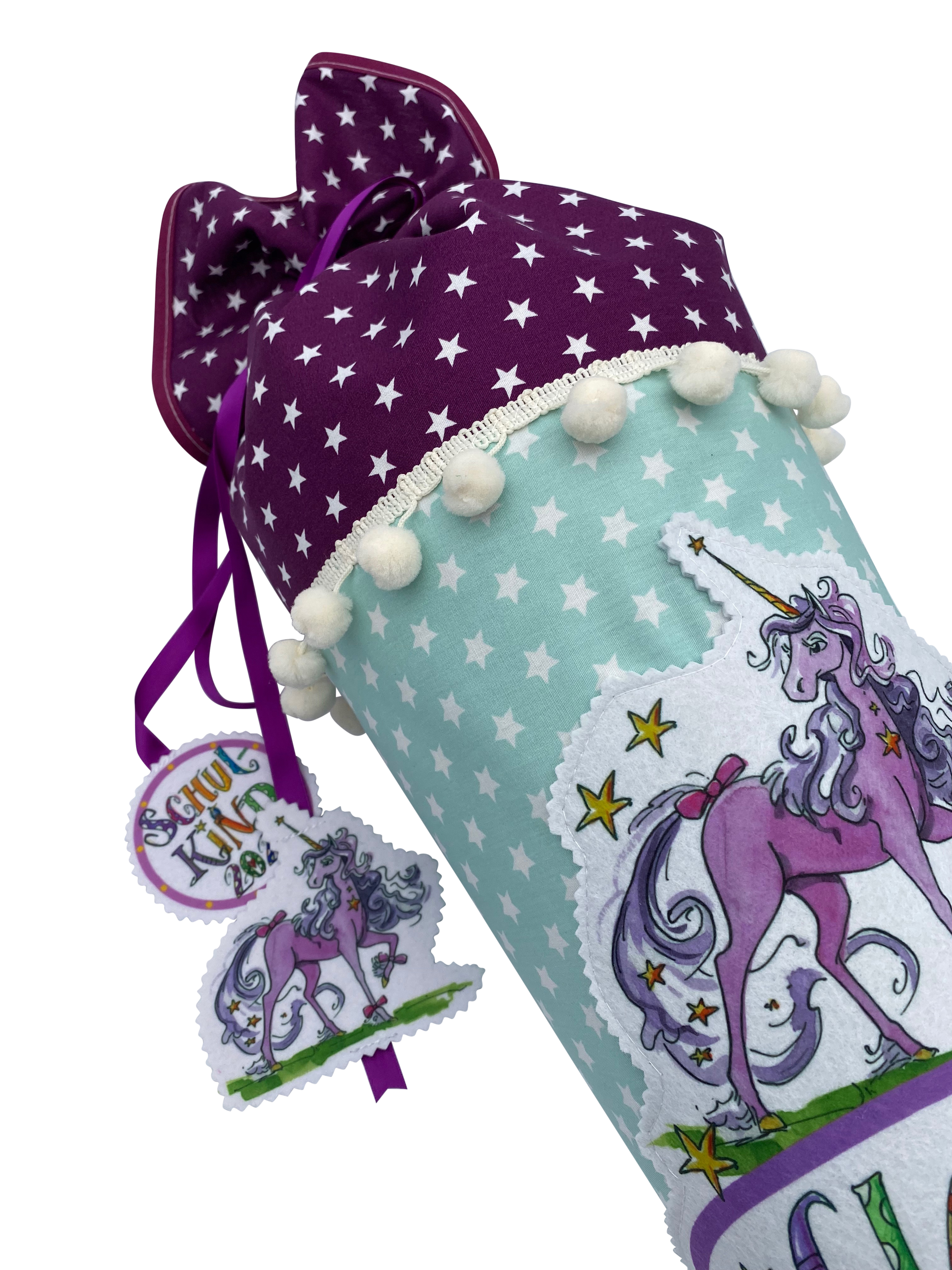 Schultüte Einhorn rosa, Brombeere Mint