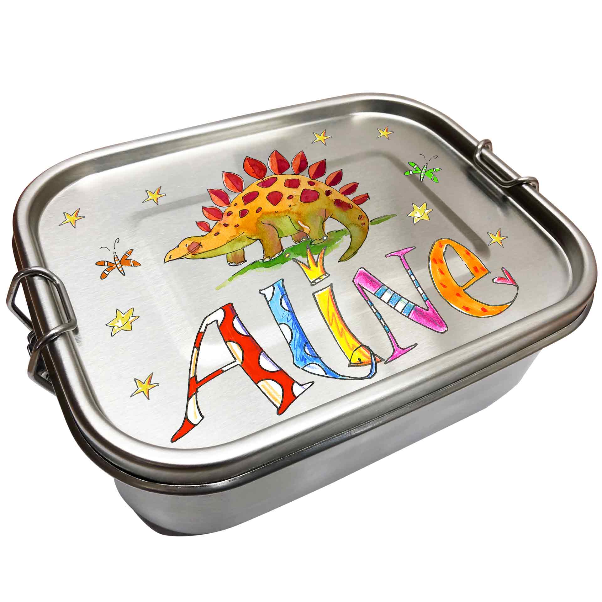 Edelstahl Brotdose - Stegosaurus