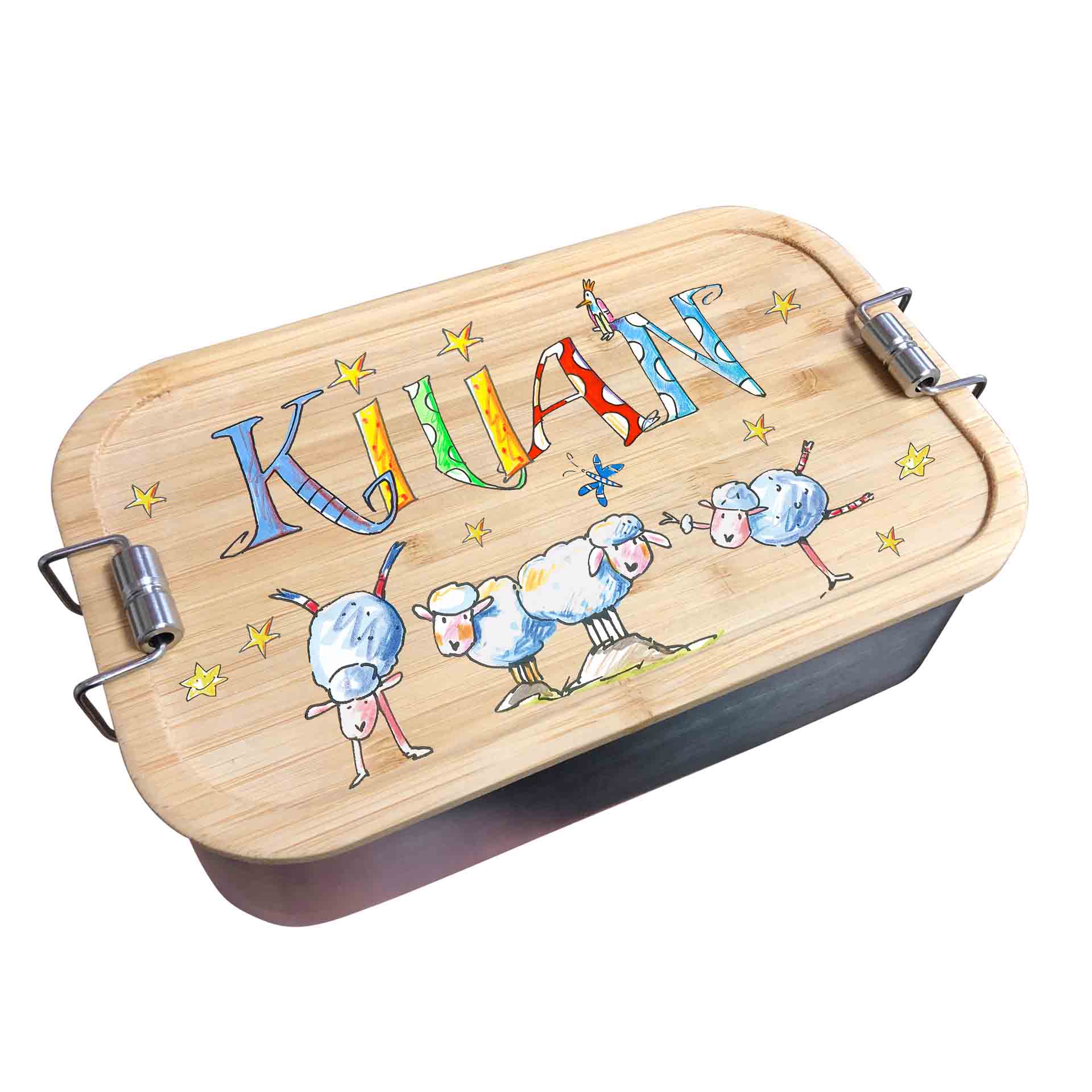 Bambus Brotdose - Schafe