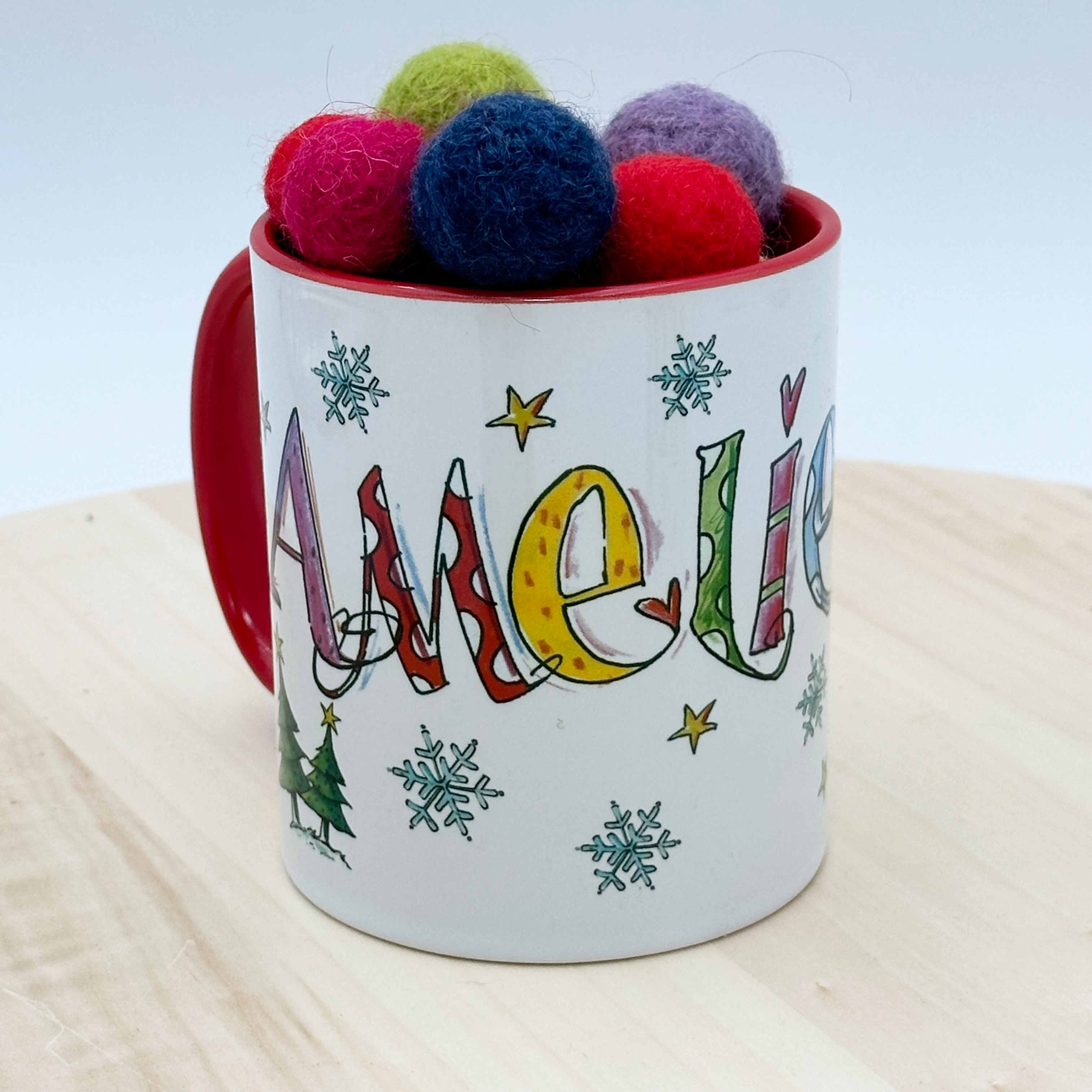 Tasse Weihnachten Engel rosa, Weihnachtstasse Engel personalisiserbar, RosiRosinchen