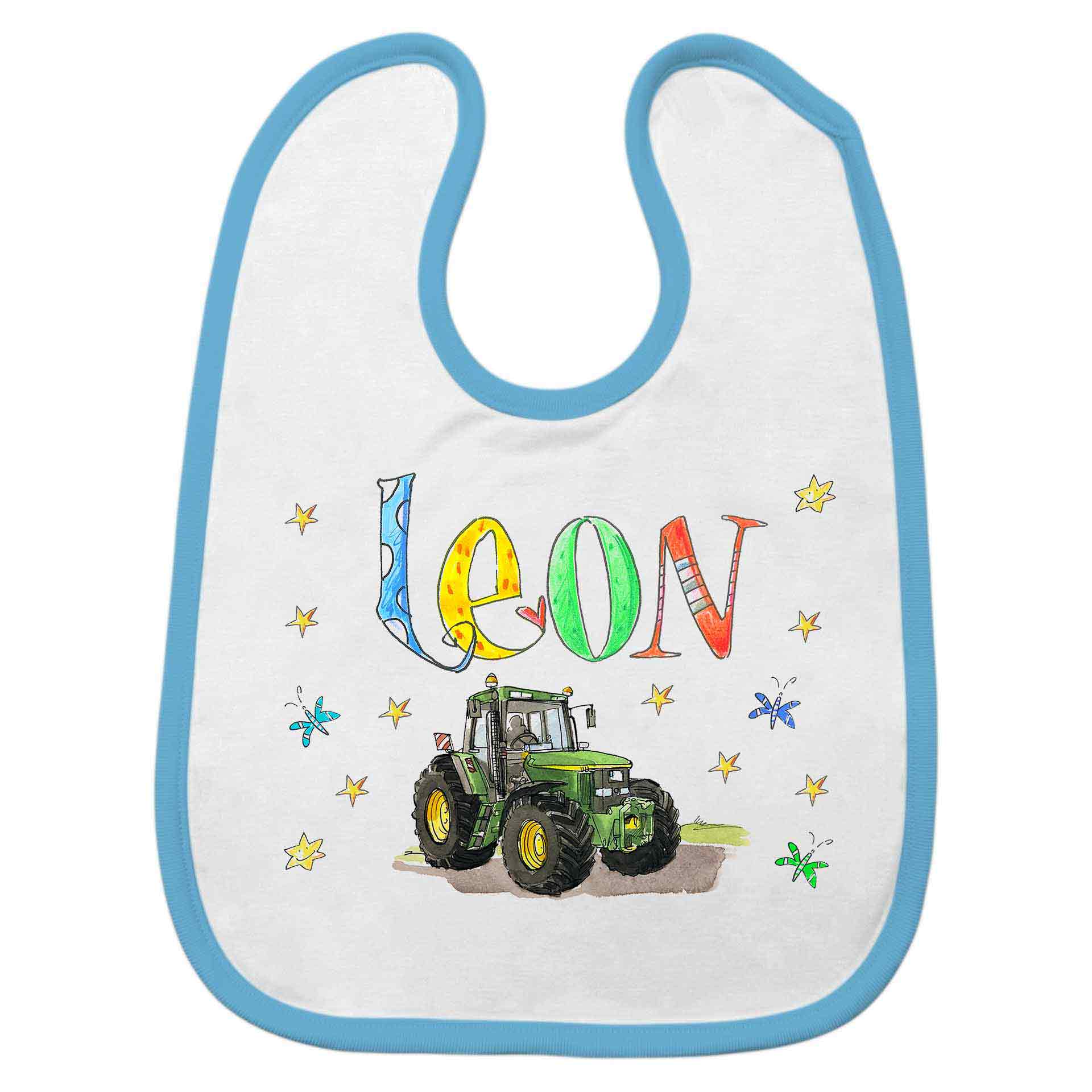 Babylätzchen Trecker grün, gelbe Felgen