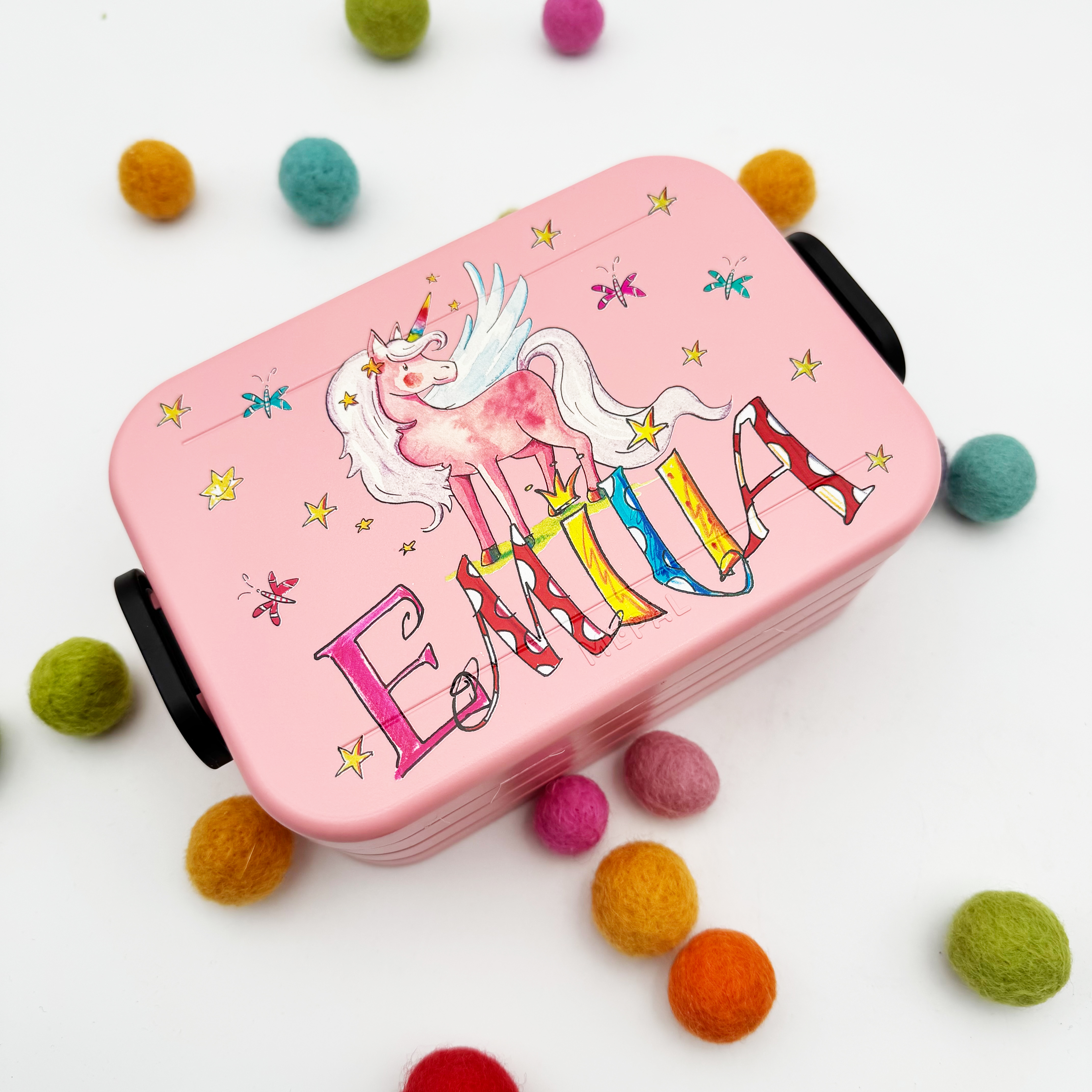 Lunchbox Einhorn mit Flügeln, Einh6, Brotdose mit Pegasus