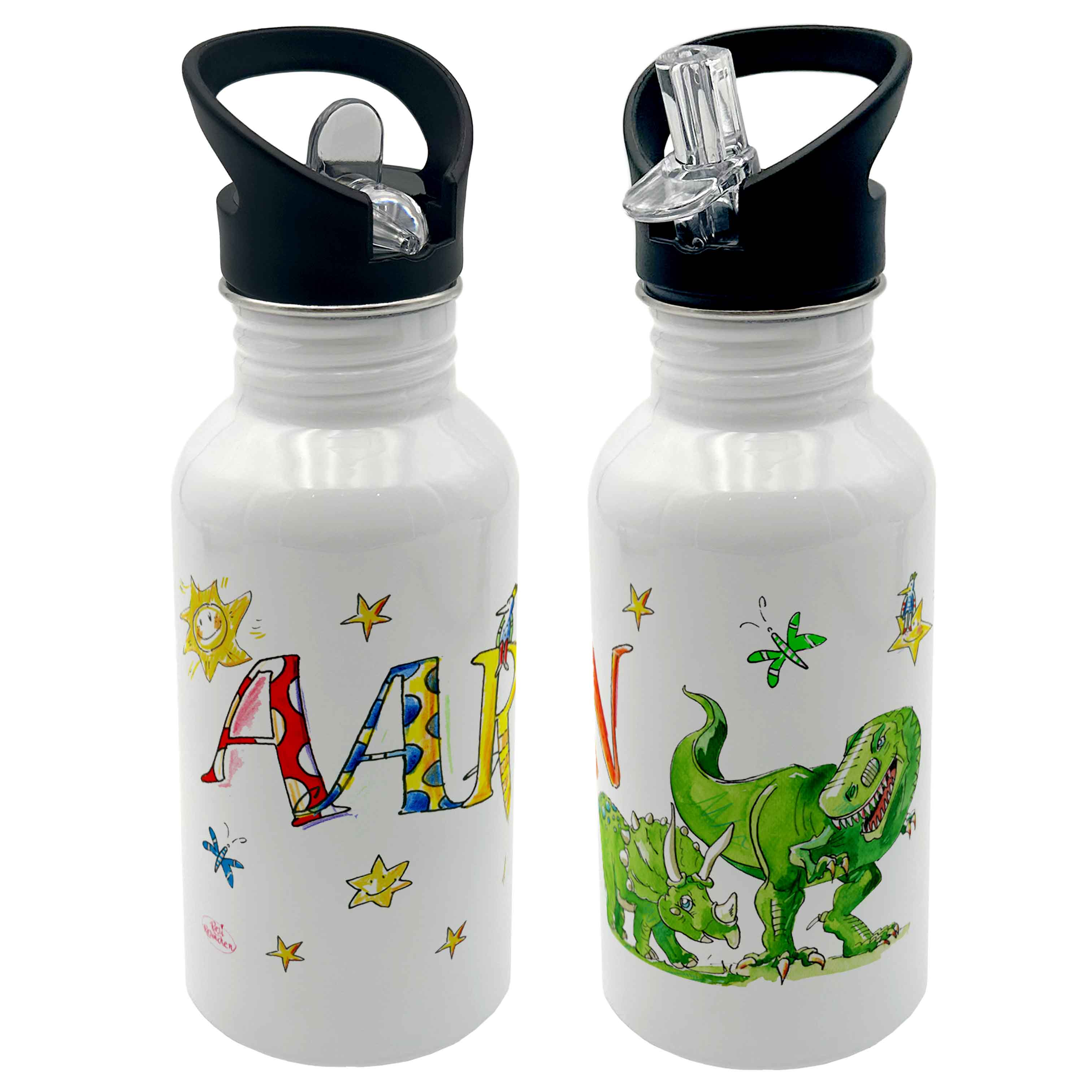 Edelstahl Trinkflasche - Dino grün