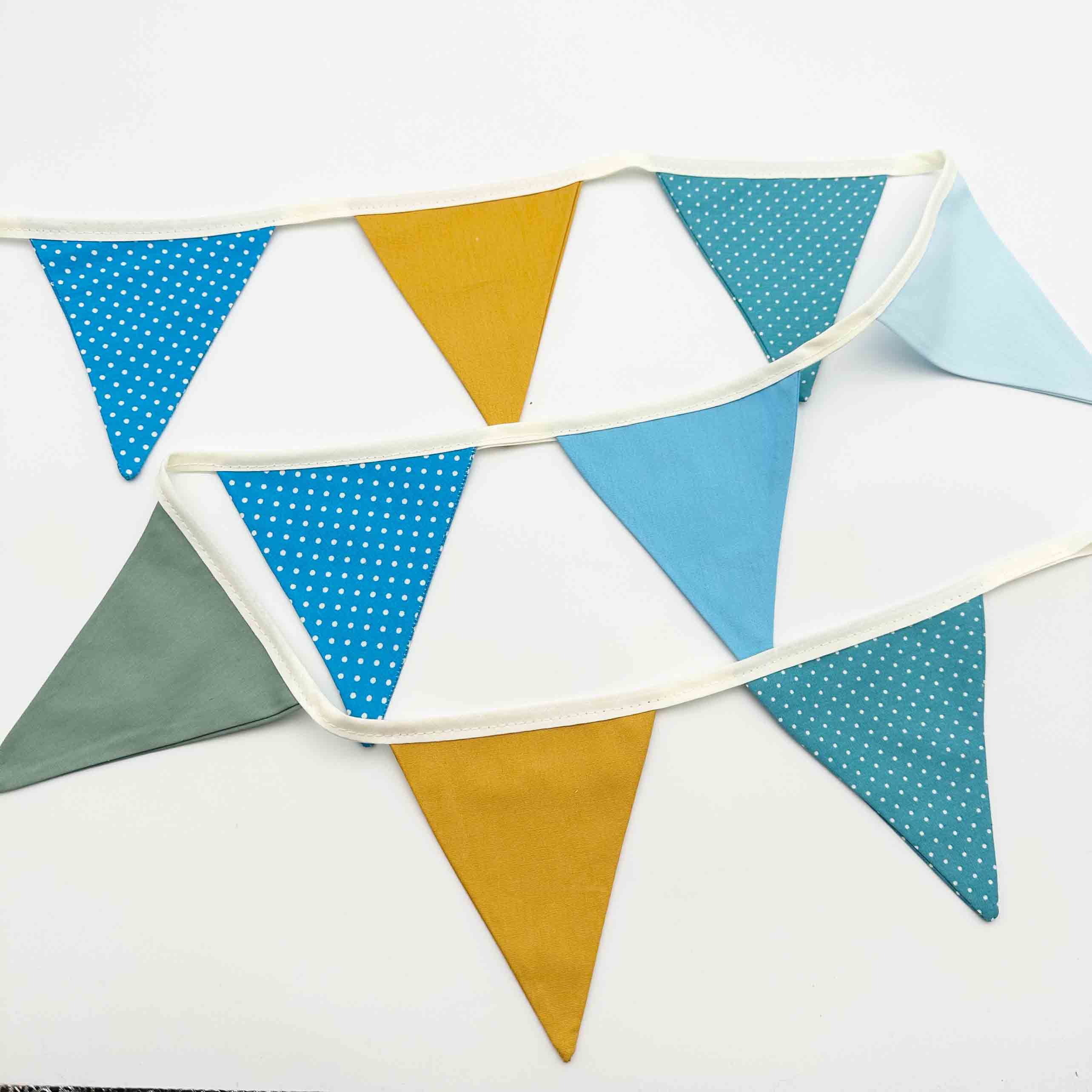 Girlande Schulkind, Stoff blau gelb