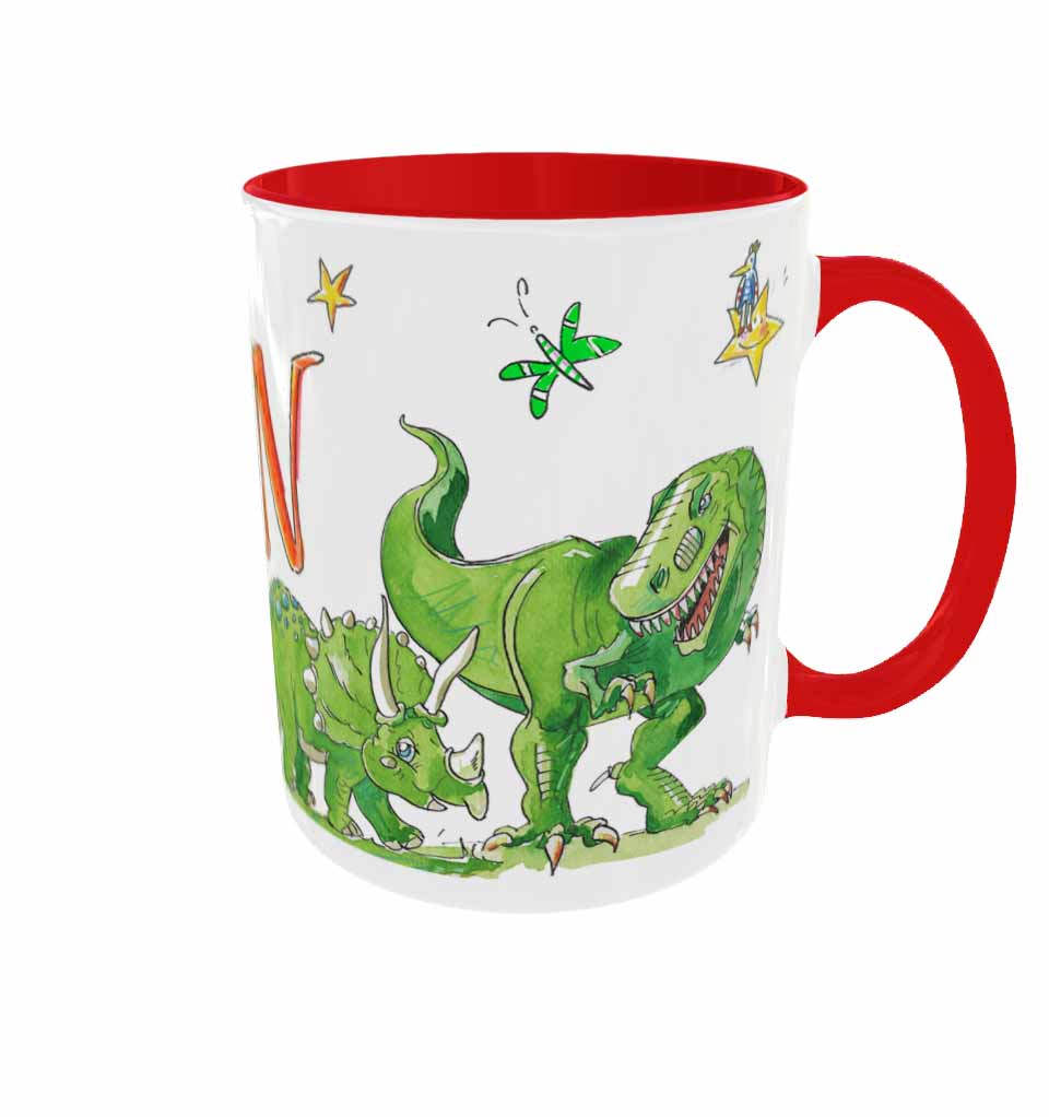 Tasse Dino, Keramik, Tasse mit Namen, RosiRosinchen