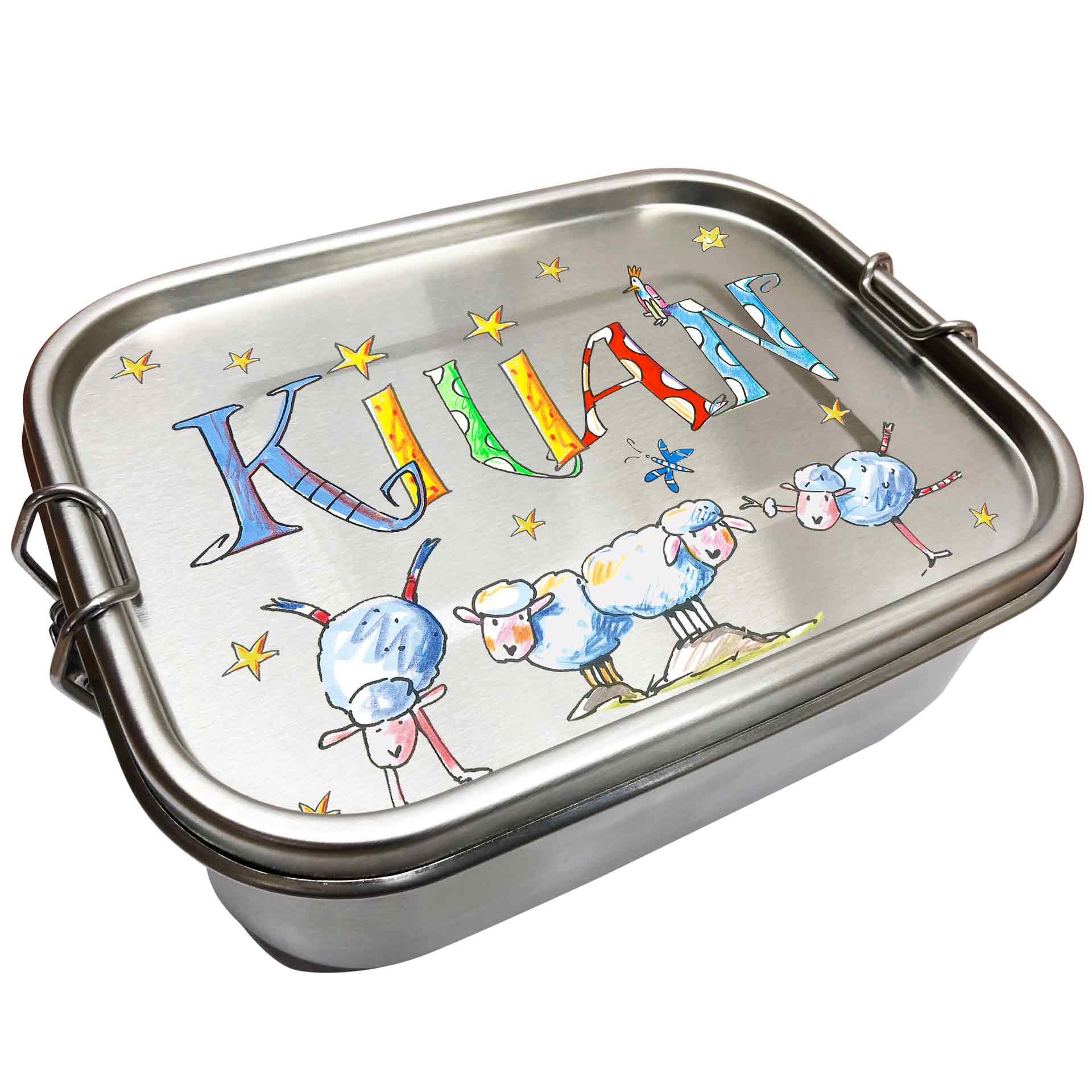 Edelstahl Brotdose - Schäfchen