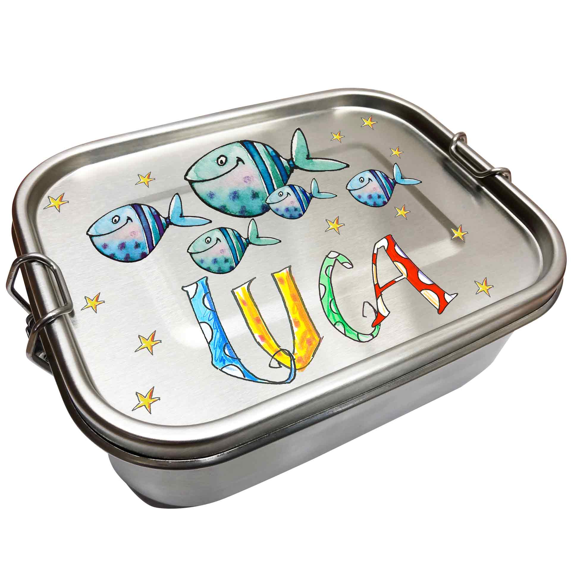 Edelstahl Brotdose - Fische