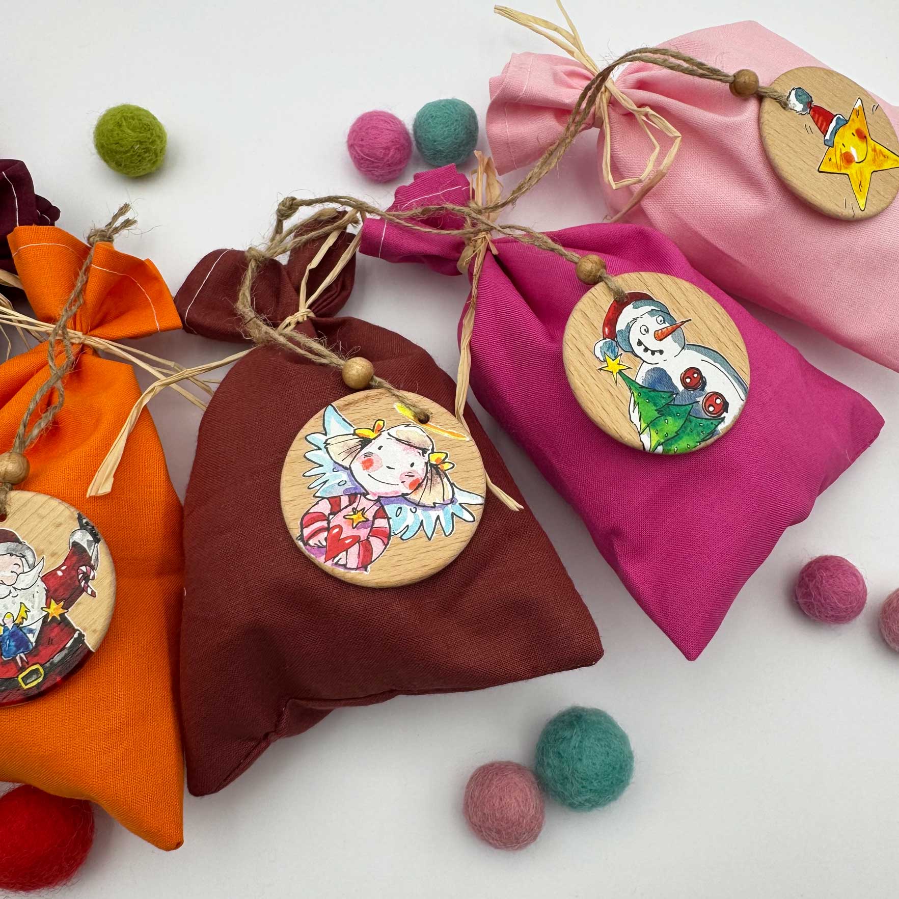 Geschenkanhänger Holz Weihnachten, bunt