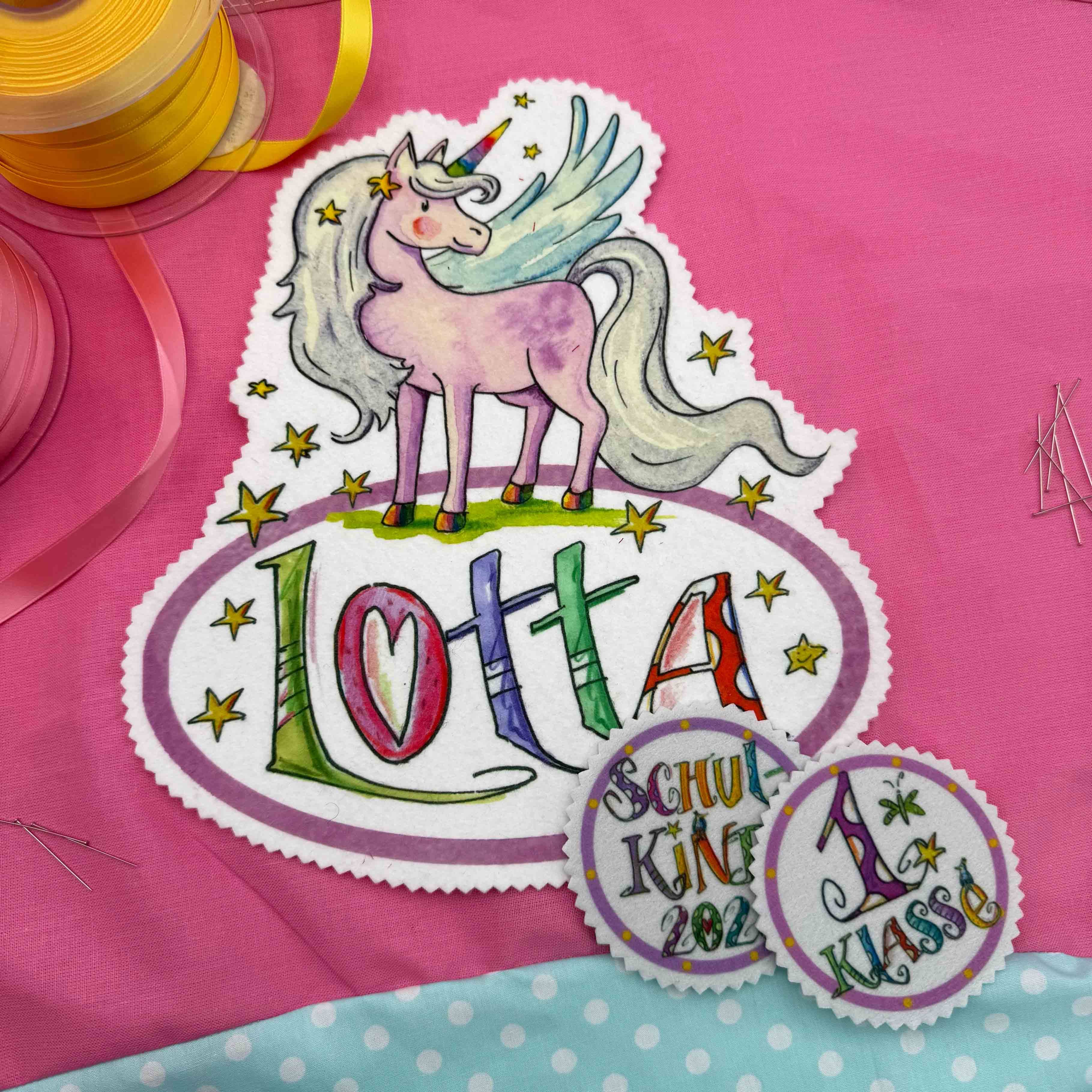 Aufnäher Set Einhorn mit Flügel, Pegasus, Einh6