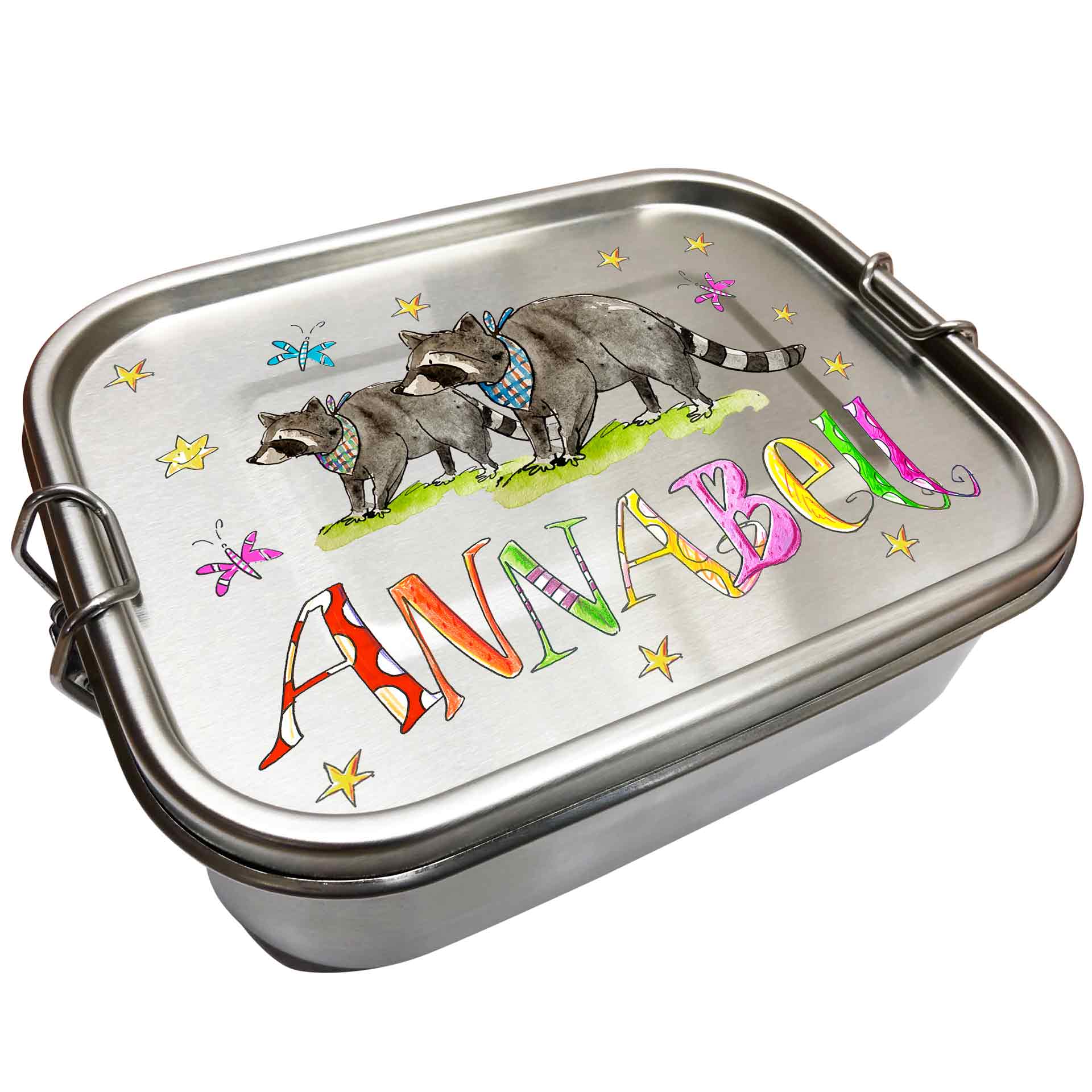 Edelstahl Brotdose - Waschbär 2