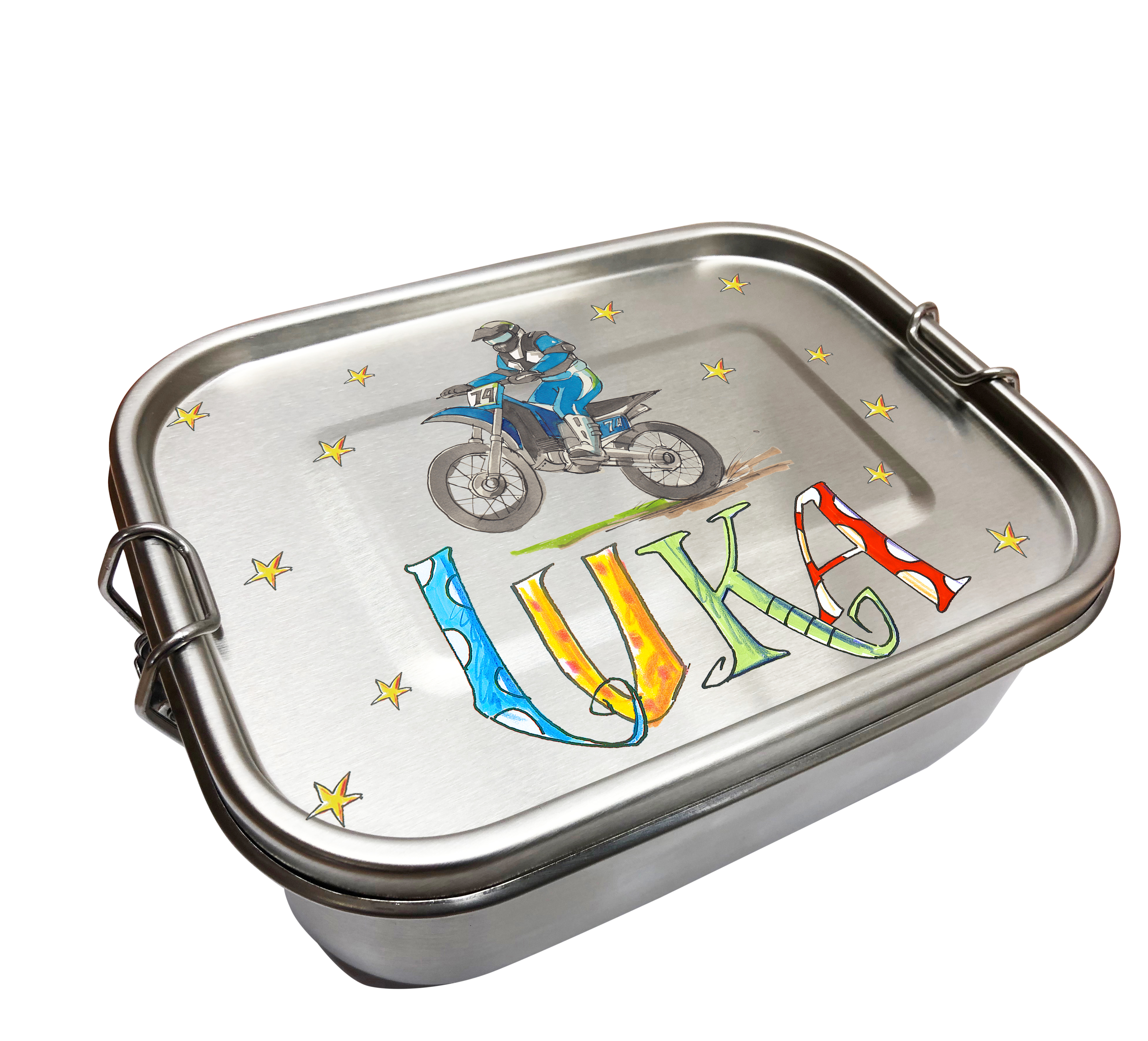 Edelstahl Brotdose - Motocross